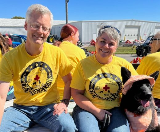 Brian and Judy with Genesee on a parade float